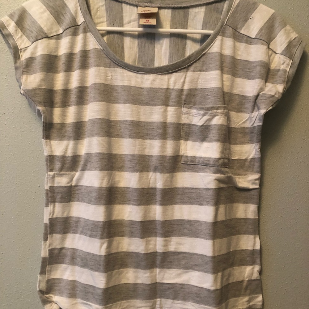 Grey and white striped shirt